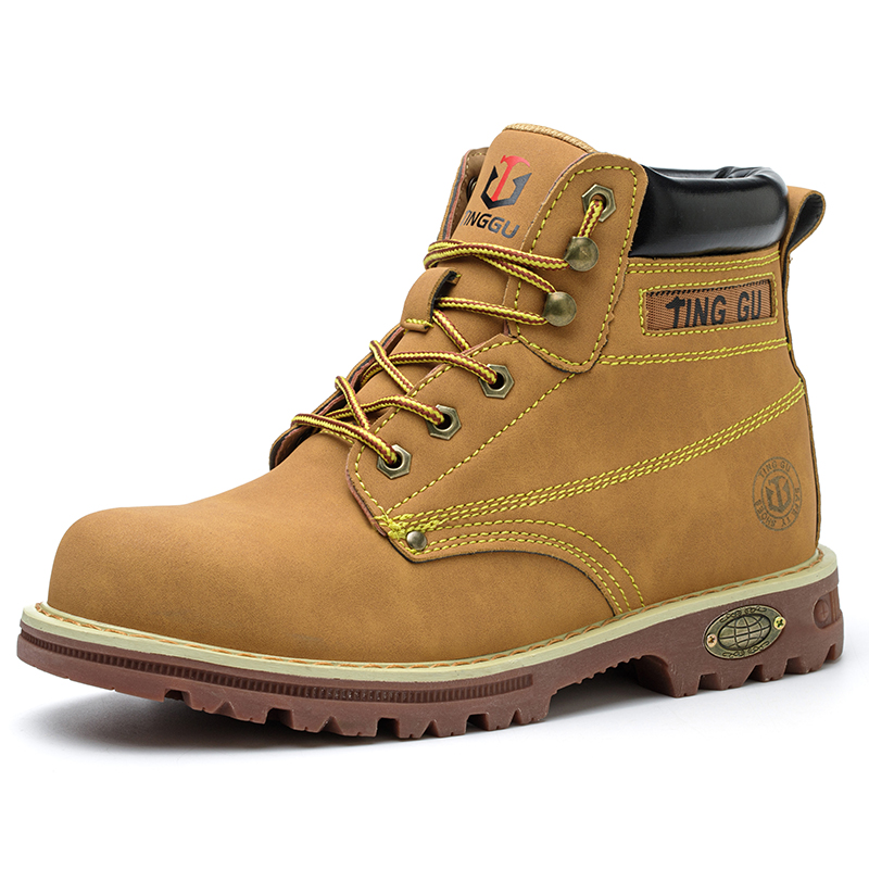 High-top Yellow/Black Steel Toe Anti-slip Safety Shoes